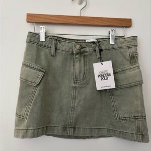 Princess Polly Olive Green Denim Mini Skirt